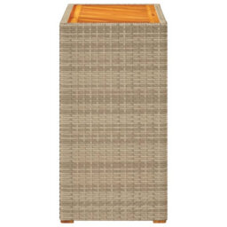 Walplus Garden Side Table With Wooden Top Beige 60X40X75 Cm Poly Rattan - thumbnail 5