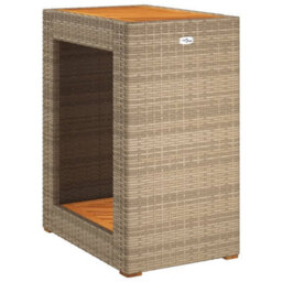 Walplus Garden Side Table With Wooden Top Beige 60X40X75 Cm Poly Rattan - thumbnail 7
