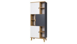 Arte Memone Creative Display Cabinet - Golden Oak With Graphite & White Matt - W800mm X H2000mm X D400mm