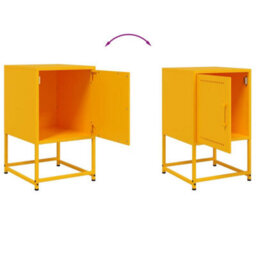 Berkfield Bedside Cabinets 2 Pcs Mustard Yellow 36X39X60.5 Cm Steel - thumbnail 9