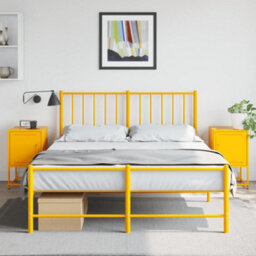 Berkfield Bedside Cabinets 2 Pcs Mustard Yellow 36X39X60.5 Cm Steel - thumbnail 3