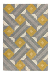 Modern Handmade Rug, Wool Rug For Bedroom & Livingroom, Geometric Rug For Diningroom, Ochre Grey Wool Rug-120Cm X 170Cm - thumbnail 2