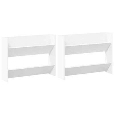 Berkfield Modern Wall Shoe Cabinet 2 Pcs White 80X18X60 Cm Engineered Wood - image 1
