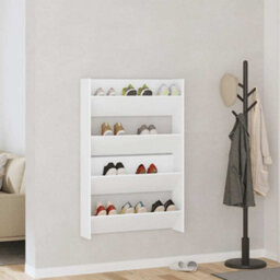 Berkfield Modern Wall Shoe Cabinet 2 Pcs White 80X18X60 Cm Engineered Wood - thumbnail 3