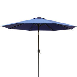 VRUC Garden Parasol Outdoor Patio Umbrella With Solar Led Lights And Crank Tilt 2.7M Blue - thumbnail 2