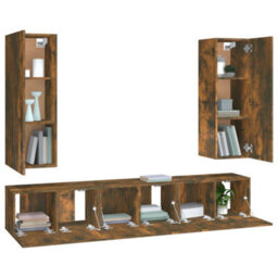 Berkfield 5 Piece Tv Cabinet Set Smoked Oak Engineered Wood - thumbnail 4