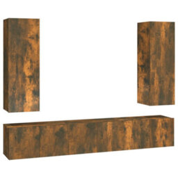 Berkfield 5 Piece Tv Cabinet Set Smoked Oak Engineered Wood - thumbnail 2