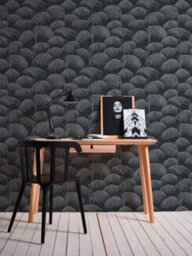 As Creation Bricoflor Non-Woven Wallpaper, Jungle & Tropical, Leaf & Palm, Chinoiserie In Grey, Black, Anthracite - 10,05 X 0,53 M - thumbnail 4