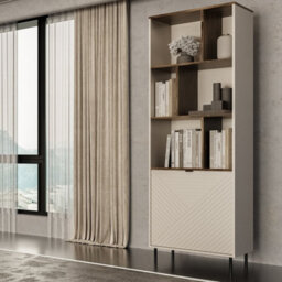 Heze Furniture Evo Open Bookcase With Modern Textured Door - thumbnail 2