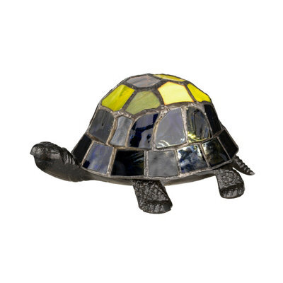 Vintage Bronze Turtle Tortoise Table Lamp With Tiffany Style Led Shade - image 1