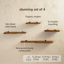 MH London Dale Solid Wood Set Of 4 Wall Mounted Floating Shelves - thumbnail 4