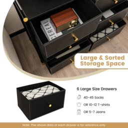 Costway 6 Drawers Dresser Tower Organizer Fabric Storage Chest Of Drawers W/ Metal Frame - thumbnail 7