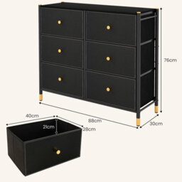 Costway 6 Drawers Dresser Tower Organizer Fabric Storage Chest Of Drawers W/ Metal Frame - thumbnail 3