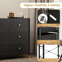 Costway 6 Drawers Dresser Tower Organizer Fabric Storage Chest Of Drawers W/ Metal Frame - thumbnail 8