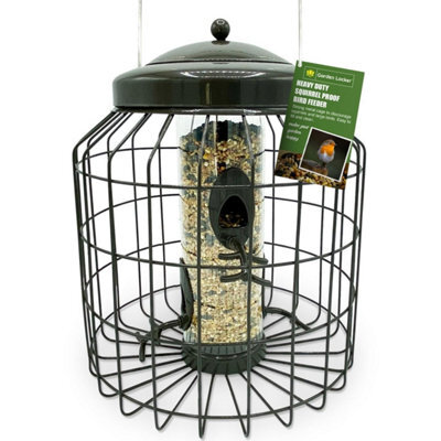 Large Heavy Duty Squirrel Proof Bird Feeder For Wild Seed Feed Mix Outdoor Garden Use - Mocha Brown - With Strong Galvanised