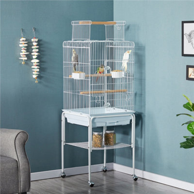 Yaheetech White Play Top Metal Bird Cage W/ Detachable Rolling Stand - image 1