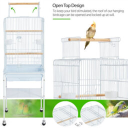 Yaheetech White Play Top Metal Bird Cage W/ Detachable Rolling Stand - thumbnail 4