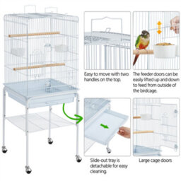 Yaheetech White Play Top Metal Bird Cage W/ Detachable Rolling Stand - thumbnail 5