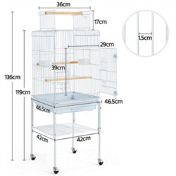 Yaheetech White Play Top Metal Bird Cage W/ Detachable Rolling Stand - thumbnail 3