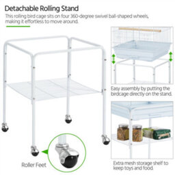 Yaheetech White Play Top Metal Bird Cage W/ Detachable Rolling Stand - thumbnail 6