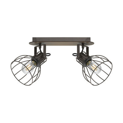Elegant Brown And Silver Flush Ceiling Light With E27 Bulbs - image 1