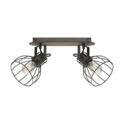 Elegant Brown And Silver Flush Ceiling Light With E27 Bulbs