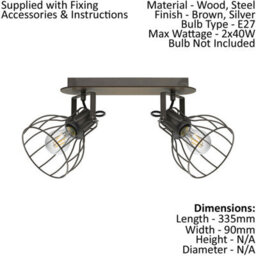 Elegant Brown And Silver Flush Ceiling Light With E27 Bulbs - thumbnail 2