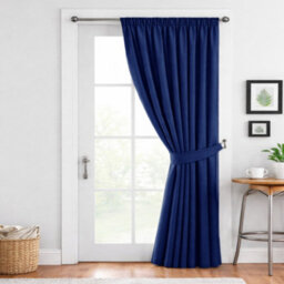 Bedlooms Navy Blackout Thermal Insulated Ready Made Pencil Pleat Single Curtain Panel 66 X 84 Inches With Tie Back - thumbnail 2