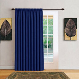 Bedlooms Navy Blackout Thermal Insulated Ready Made Pencil Pleat Single Curtain Panel 66 X 84 Inches With Tie Back - thumbnail 1