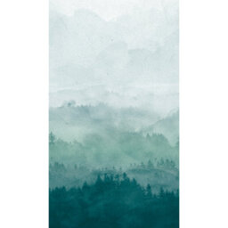 Grandeco Misty Landscape Mountains 3 Panel Repeatable Mural 1.59 X 2.8M, Teal - thumbnail 2