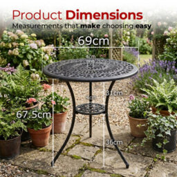 Centurion Supports Positano Black Garden And Patio Cast Aluminium Bistro Table - thumbnail 9