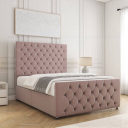 Bsspoke Maya Divan Bed Pink Plush Velvet 54Inch Headboard & 20Inch Footboard No Mattress No Drawers In 3Ft 4Ft 4Ft6 5Ft 6Ft - thumbnail 3
