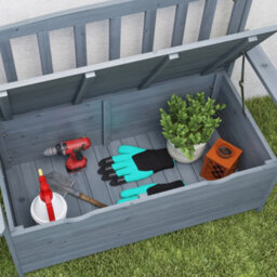 Wyld Haus Cozicce Metal Grey 2-Seater Outdoor Storage Bench With Lift-Up Seat, 164L Capacity, Wood Frame - thumbnail 6