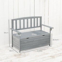 Wyld Haus Cozicce Metal Grey 2-Seater Outdoor Storage Bench With Lift-Up Seat, 164L Capacity, Wood Frame - thumbnail 3