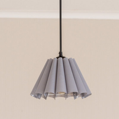 Valuelights Lauren Grey Fabric Pleated Scallop Edge Tapered Ceiling Floor Table Lamp Shade (D)25Cm - image 1