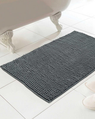 Country Club Chenille Loop Bath Mat Non Slip Absorbent Charcoal 46X76Cm - image 1