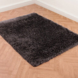 Charcoal Plain Shaggy Modern Sparkle Rug For Dining Room Bedroom & Living Room-160Cm X 225Cm - thumbnail 1