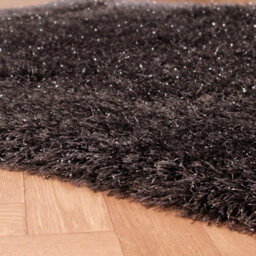 Charcoal Plain Shaggy Modern Sparkle Rug For Dining Room Bedroom & Living Room-160Cm X 225Cm - thumbnail 3
