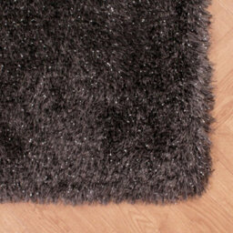 Charcoal Plain Shaggy Modern Sparkle Rug For Dining Room Bedroom & Living Room-160Cm X 225Cm - thumbnail 4