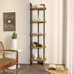 Decorotika Alice Corner Bookcase With Metal Frame - thumbnail 2