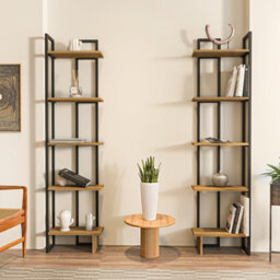 Decorotika Alice Corner Bookcase With Metal Frame - thumbnail 5