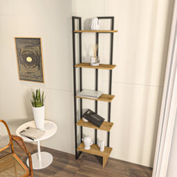 Decorotika Alice Corner Bookcase With Metal Frame - thumbnail 3