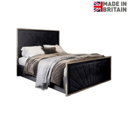 Waddington Upholstered Soft Velvet Black Metal Designer Bed Frame - thumbnail 3