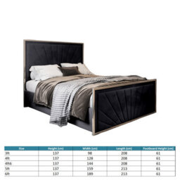 Waddington Upholstered Soft Velvet Black Metal Designer Bed Frame - thumbnail 7