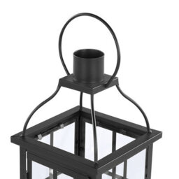 Beliani Black Iron Lantern 42Cm With Tempered Glass Door For Pillar Candles - thumbnail 6