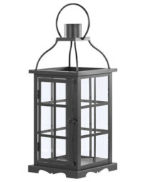 Beliani Black Iron Lantern 42Cm With Tempered Glass Door For Pillar Candles - thumbnail 3