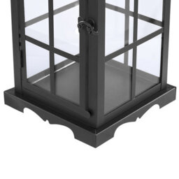 Beliani Black Iron Lantern 42Cm With Tempered Glass Door For Pillar Candles - thumbnail 7