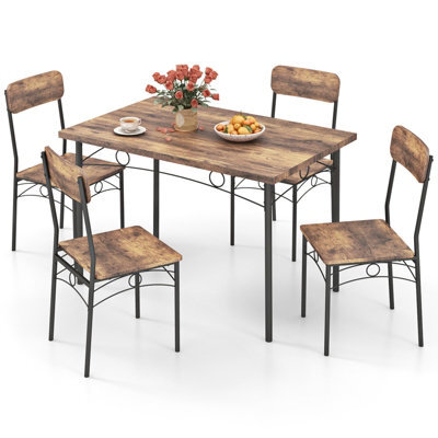 Gainoom 5-Piece Industrial Coffee Kitchen Dining Table And Chairs Set - image 1
