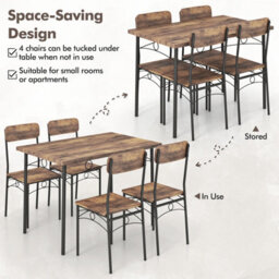Gainoom 5-Piece Industrial Coffee Kitchen Dining Table And Chairs Set - thumbnail 8