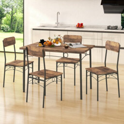 Gainoom 5-Piece Industrial Coffee Kitchen Dining Table And Chairs Set - thumbnail 4